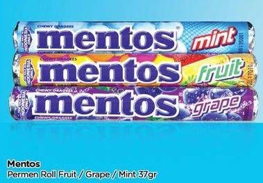 Promo Harga MENTOS Candy Roll, Grape, Mint 37 gr - TIP TOP