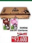 Promo Harga DIAMOND Milk UHT per 40 pcs 125 ml - Hypermart
