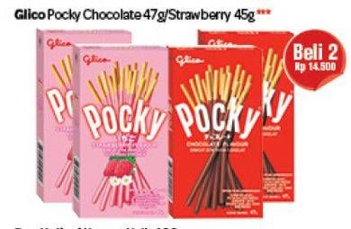 Promo Harga Glico Biskuit Pocky Coklat/Strawberry  - Carrefour