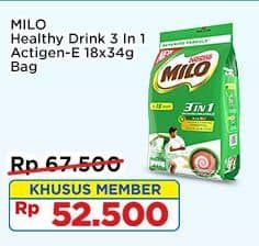 Promo Harga Milo ActivGo 3in1 per 18 sachet 35 gr - Indomaret