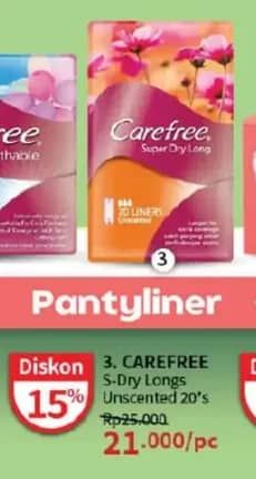 Promo Harga Carefree Super Dry Long Unscented 20 pcs - Guardian