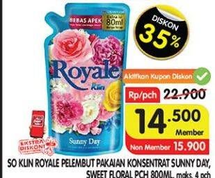 Promo Harga SO KLIN Royale Parfum Collection Sunny Day, Sweet Floral 800 ml - Superindo