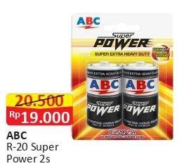 Promo Harga ABC Battery Super Power R20/D 2 pcs - Alfamart