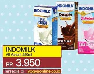 Promo Harga INDOMILK Susu UHT Cokelat, Full Cream Plain, Stroberi 250 ml - Yogya