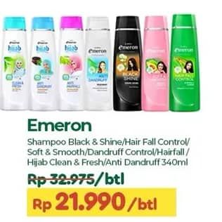 Promo Harga Emeron Shampoo Black Shine, Hair Fall Control, Soft Smooth, Anti Dandruff 340 ml - TIP TOP
