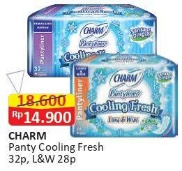 Promo Harga Charm Pantyliner Cooling Fresh Long Wide, Slim 28 pcs - Alfamart