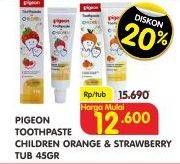 Promo Harga PIGEON Toothpaste for Children Strawberry, Orange 45 gr - Superindo