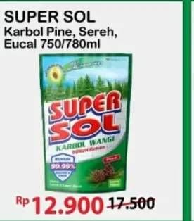 Promo Harga Supersol Karbol Wangi Pine, Sereh, Eucalyptus 800 ml - Alfamart