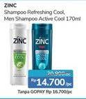 Promo Harga ZINC Shampoo Refreshing Cool, Men Active Cool 170 ml - Alfamidi