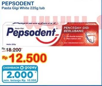 Promo Harga Pepsodent Pasta Gigi Pencegah Gigi Berlubang White 225 gr - Indomaret