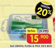 Promo Harga 365 Dental Floss & Pick 50 pcs - Superindo