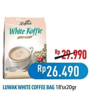 Promo Harga Luwak White Koffie Original per 18 sachet 20 gr - Hypermart