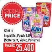 Promo Harga SO KLIN Liquid Detergent + Anti Bacterial Red Perfume Collection, + Anti Bacterial Violet Blossom, + Softergent Pink 1600 ml - Hypermart