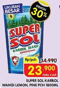 Promo Harga SUPERSOL Karbol Wangi Lemon Mint, Pine 1800 ml - Superindo