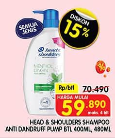 Promo Harga Head & Shoulders Shampoo All Variants 400 ml - Superindo