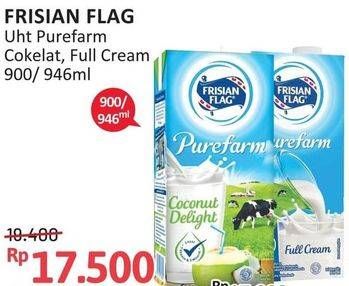 Promo Harga Frisian Flag Susu UHT Purefarm Swiss Chocolate, Full Cream 900 ml - Alfamidi