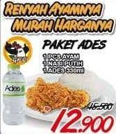 Promo Harga GFC Ayam Kentucky + Nasi + Ades Air Mineral  - Giant