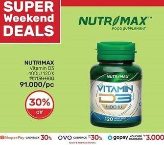 Promo Harga NUTRIMAX Vitamin D3 400 IU 120 pcs - Guardian