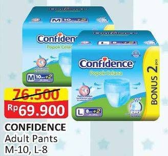 Promo Harga Confidence Adult Diapers Pants M10+2, L8+2 10 pcs - Alfamart