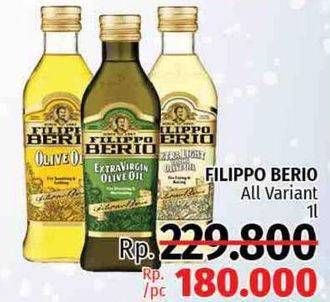 Promo Harga FILIPPO BERIO Olive Oil All Variants 1 ltr - LotteMart
