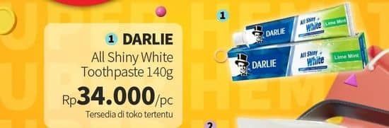 Promo Harga Darlie Toothpaste All Shiny White Charcoal Clean, All Shiny White Foamy Baking Soda, All Shiny White Lime Mint, All Shiny White Multicare, All Shiny White Whitening Stain Prevention 140 gr - Guardian