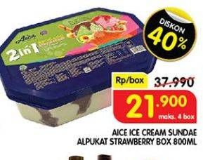 Promo Harga Aice Sundae Alpukat Strawberry 800 ml - Superindo
