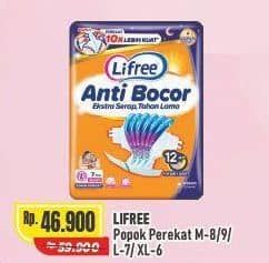 Promo Harga Lifree Popok Perekat Menyerap dan Kering M9, M8, L7, XL6 6 pcs - Alfamart