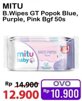 Promo Harga Mitu Baby Wipes Ganti Popok Pink Sweet Rose, Blue Charming Lily, Purple Playful Fressia 50 pcs - Alfamart