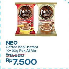 Promo Harga Neo Coffee 3 in 1 Instant Coffee All Variants per 10 pcs 20 gr - Indomaret