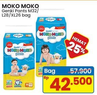 Promo Harga Genki Moko Moko Pants M32, L28, XL26 26 pcs - Indomaret