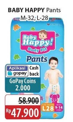 Promo Harga Baby Happy Body Fit Pants M32, L28 28 pcs - Alfamidi