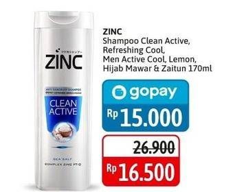 Zinc shampoo clean active, refreshing cool, men active cool, lemon, hijab mawar & zaitun 170ml