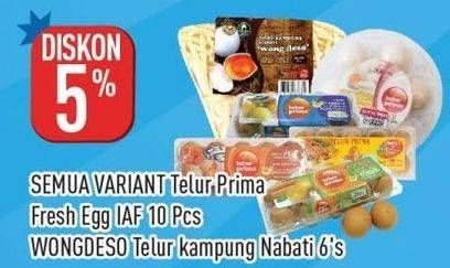 Promo Harga Telur Prima Telur Ayam/Fiesta Fresh Eggs/Wong Deso Telur Kampung Nabati   - Hypermart