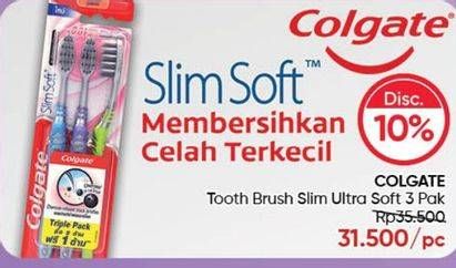 Promo Harga Colgate Toothbrush SlimSoft Charcoal per 3 pcs - Guardian