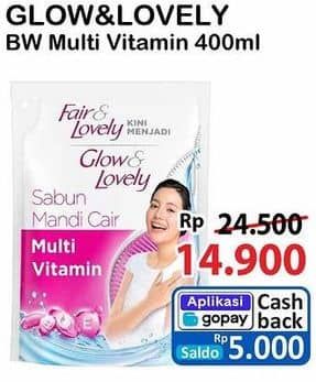Promo Harga Glow & Lovely (fair & Lovely) Body Wash Multivitamin 400 ml - Alfamart