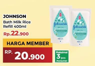 Promo Harga Johnsons Baby Milk Bath Milk + Rice 400 ml - Yogya