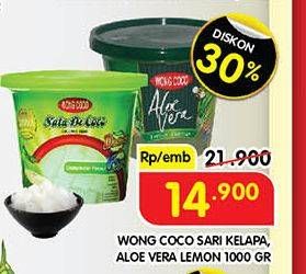 Promo Harga Wong Coco Aloe Vera Lemon Flavour 1000 gr - Superindo