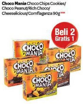 Promo Harga CHOCO MANIA Choco Chip Cookies Original, Choco Peanut, Rich Choco, Cheesalicious, Cornflaganza 90 gr - Carrefour
