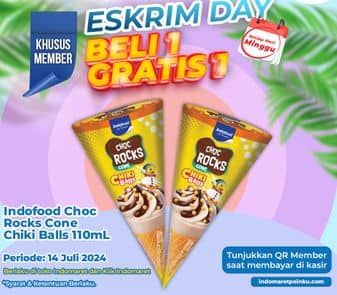 Promo Harga Indoeskrim Choc Rocks Cone Chiki Balls 110 ml - Indomaret