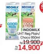 Promo Harga Indomilk Susu UHT Cokelat, Full Cream Plain 950 ml - LotteMart