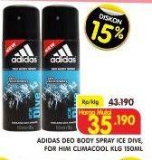 Promo Harga ADIDAS Deo Body Spray Ice Dive, For Him Climacool 150 ml - Superindo