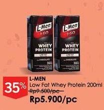 Promo Harga L-MEN Susu UHT Whey Protein 2 Go Chocolate 200 ml - Guardian
