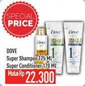 Promo Harga Dove Super Shampo 125ml, super conditioner 170ml  - Hypermart