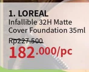 Promo Harga Loreal Infallible 32H Matte Cover Foundation 35 ml - Guardian