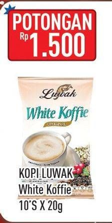 Promo Harga Luwak White Koffie per 10 sachet 20 gr - Hypermart