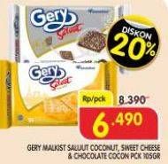 Promo Harga Gery Malkist Saluut Coconut, Saluut Sweet Cheese, Saluut Chocolate Coconut 105 gr - Superindo