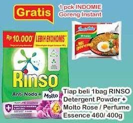 Promo Harga Rinso Anti Noda Deterjen Bubuk + Molto Pink Rose Fresh, + Molto Purple Perfume Essence 460 gr - Indomaret