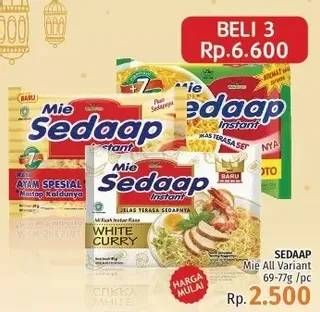 Promo Harga SEDAAP Mie Kuah All Variants 69 gr - LotteMart