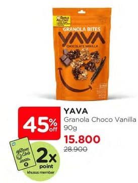 Promo Harga Yava Granola with Cashews Chocolate Vanilla 90 gr - Watsons
