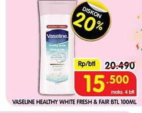 Promo Harga Vaseline Body Lotion Fresh Fair Cooling UV 100 ml - Superindo